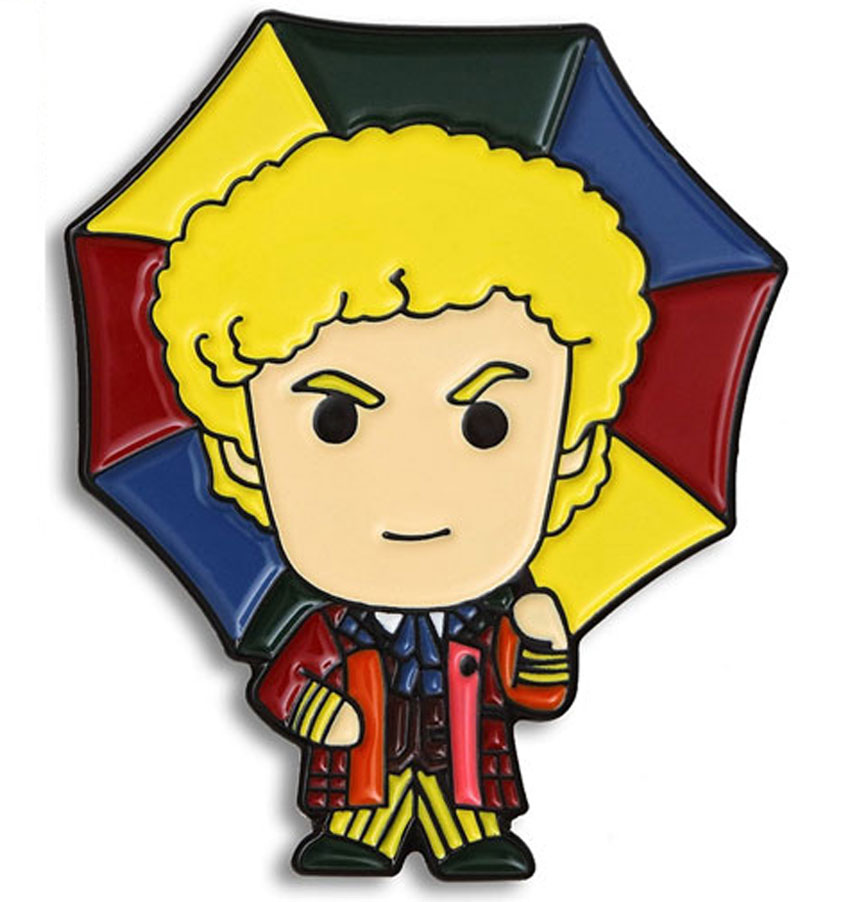 Doctor Who Sixth Doctor with Umbrella Chibi Style Pin Badge